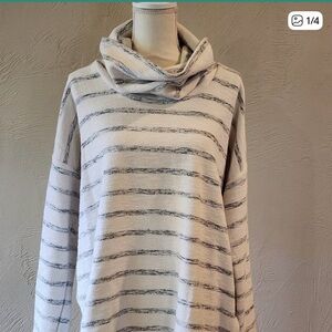 LOFT Striped Cowlneck Sweater
